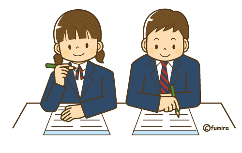 勉強している男女学生のイラスト