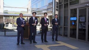  「首都岡山」の実現へ 懸垂幕お披露目会